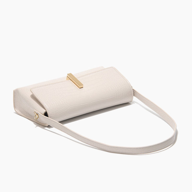 Women’s Croc Mini Baguette Bags in Ivory Vegan Leather image 4