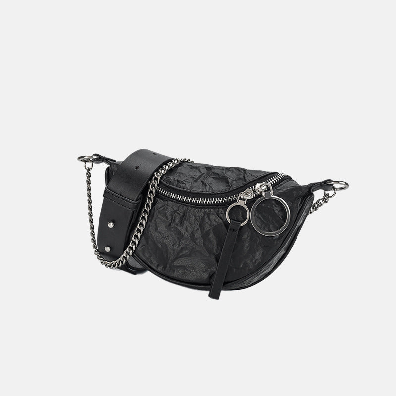 Women’s Chains Wrinkled Vegan Fanny Packs Crossbody Waist Packs image 12