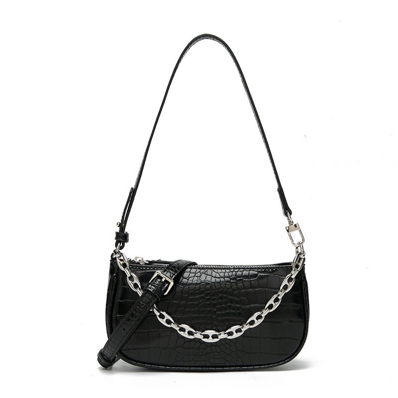 Women’s Croc Print Baguette Bags with Chains image 8