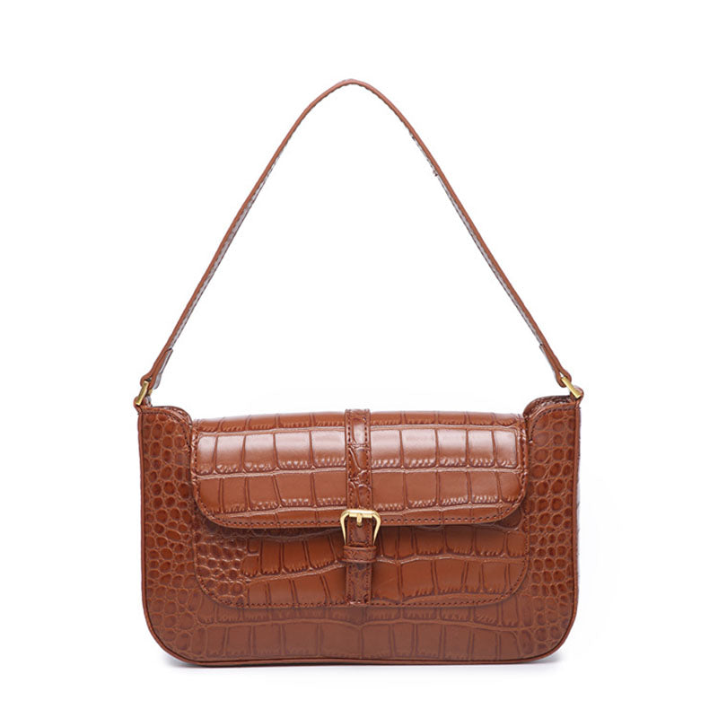 Women’s Croc Print Flap Baguette Bags in Vegan Leather image 9