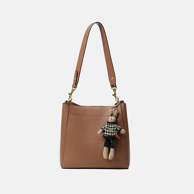 Women’s Minimal Genuine Leather Tote with Rabbit image