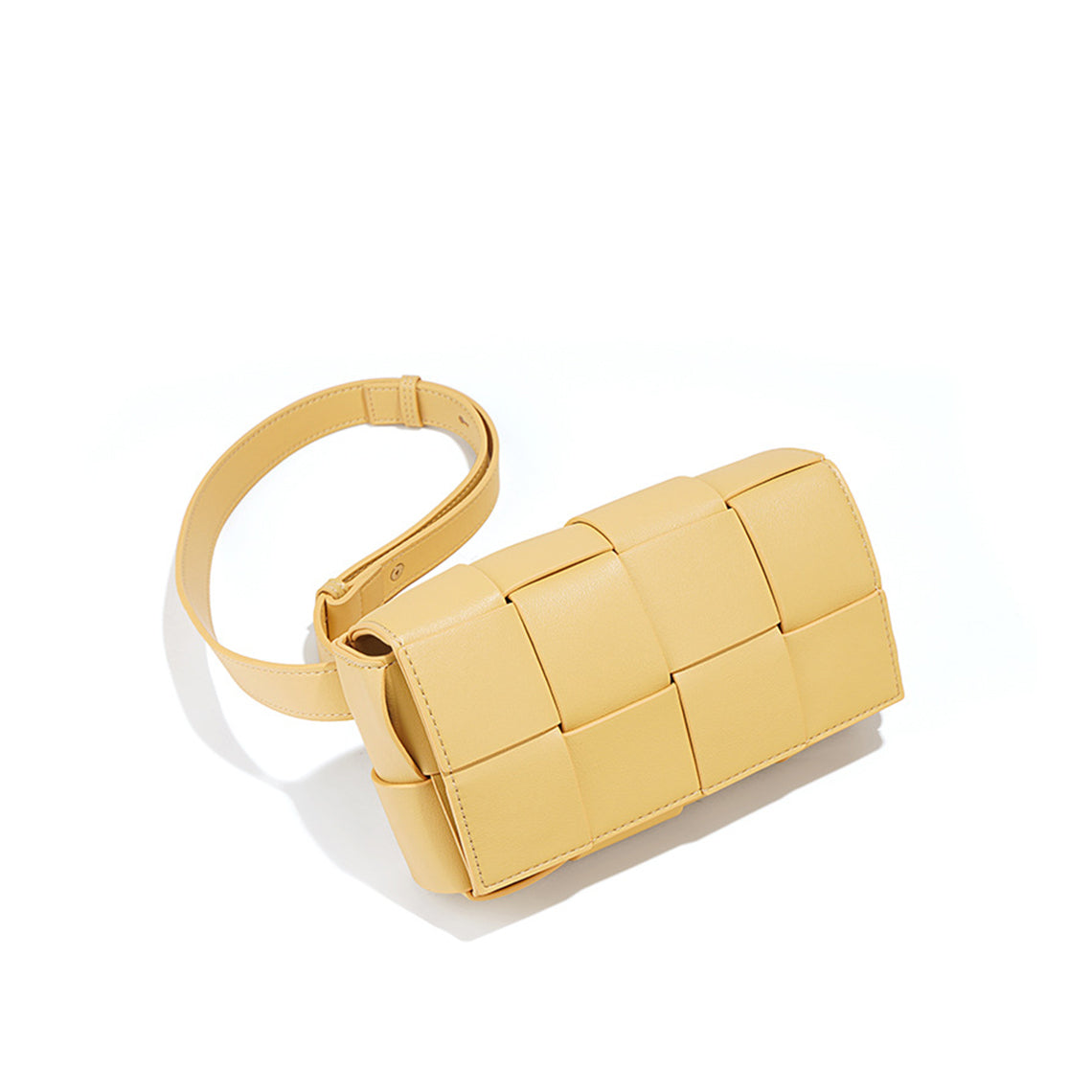 Woven Leather Bag in Cream Yellow | Small Intrecciato Shoulder Bag for Women - Wirkin™
