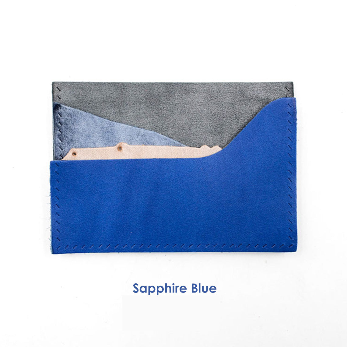 Sapphire blue leather card wallet | Homemade DIY gift card holder | How to make a slim wallet/card holder in leather | Wirkin™
