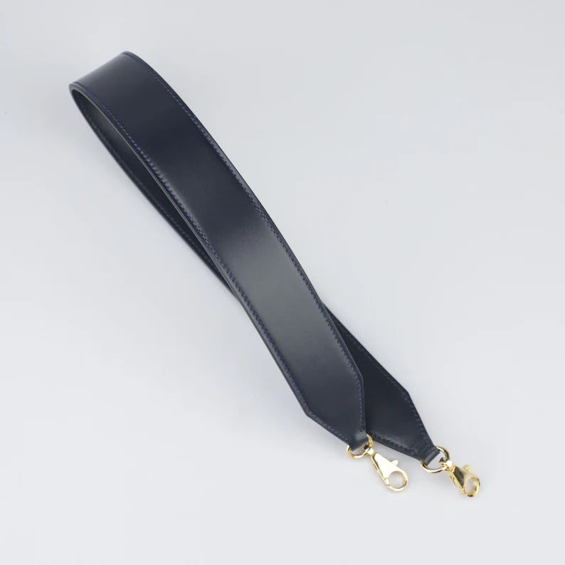 Hermès Style Black Box Calf Leather Bandoulière (40mm Wide): Compatible Shoulder/Crossbody Strap for Kelly Bags