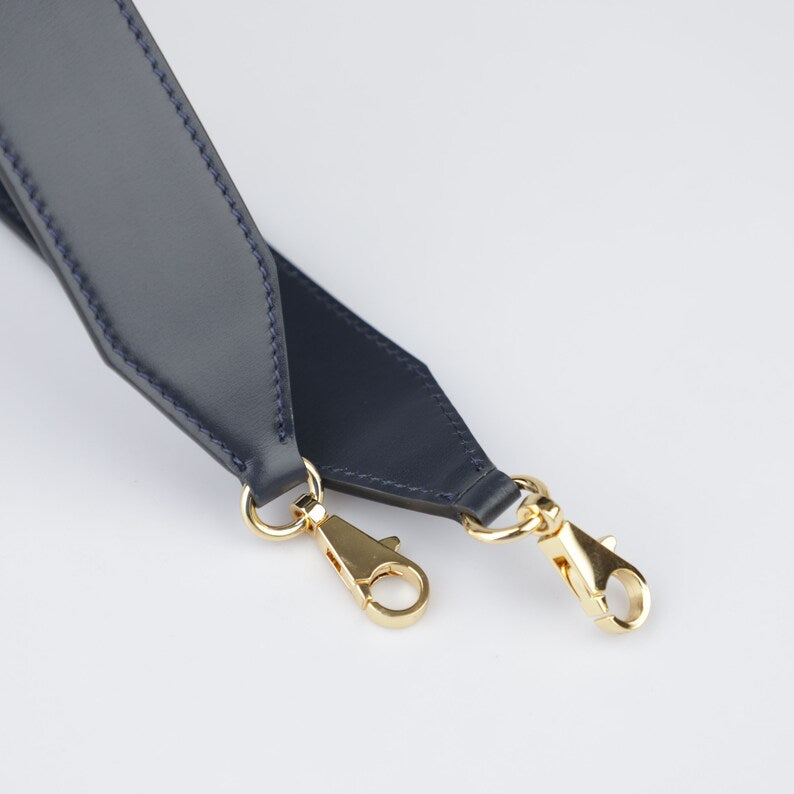 Hermès Style Black Box Calf Leather Bandoulière (40mm Wide): Compatible Shoulder/Crossbody Strap for Kelly Bags