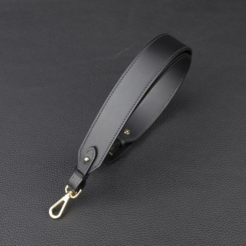 Hermès Style Black Swift Leather Bandoulière (30mm Wide): Detachable Shoulder/Crossbody Strap Compatible with Luxury Bags