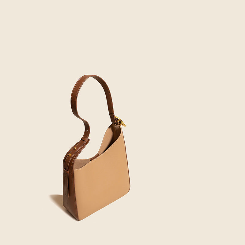 Women’s Irregular Two Tone Genuine Leather Tote Bags image 4