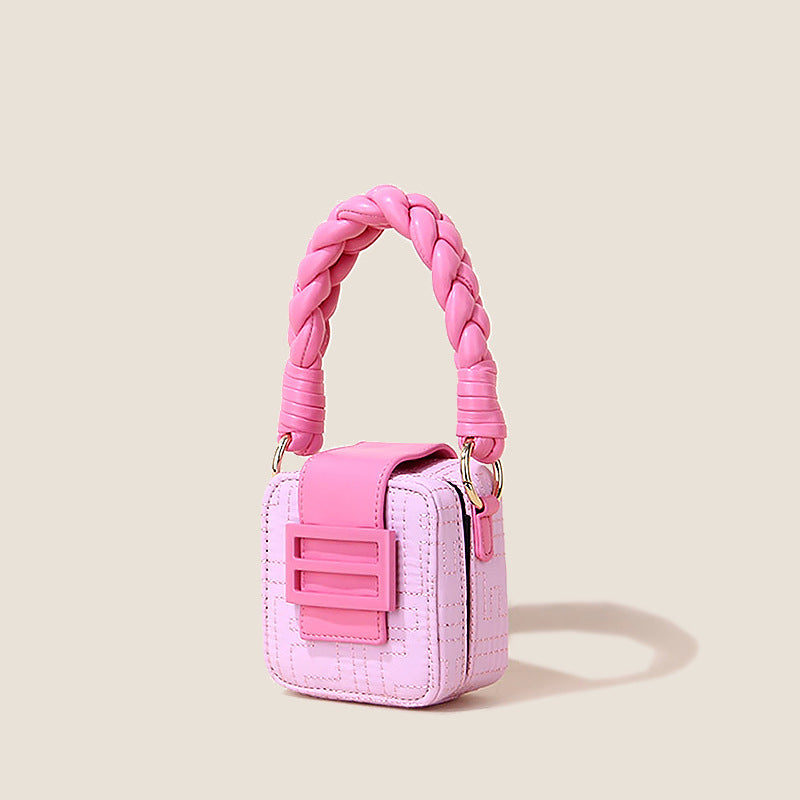 Women’s Pink Braided Top Handle Mini Handbags image 2