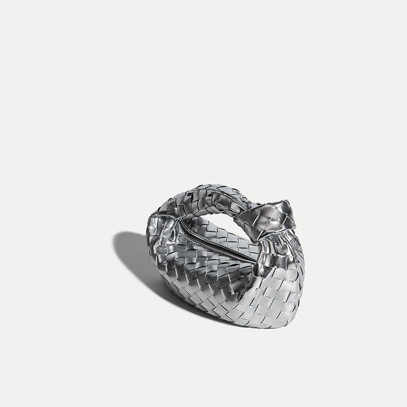 Women’s Metallic Woven Tie Clutch Bags in Genuine Leather image 3