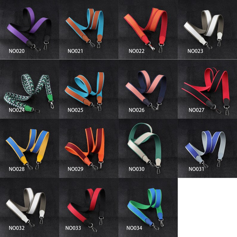 25mm Bi-color canvas shoulder and clemence leather shoulder strap for evelyn TPM,34 colors avaliable