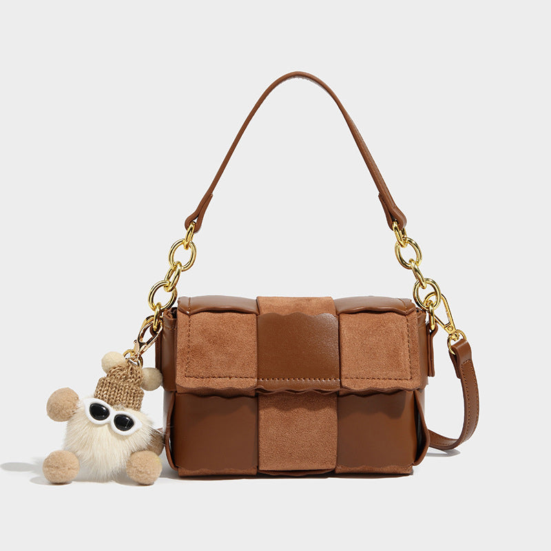 Women’s Small Muse Checker Baguette Bags with Furry Doll image