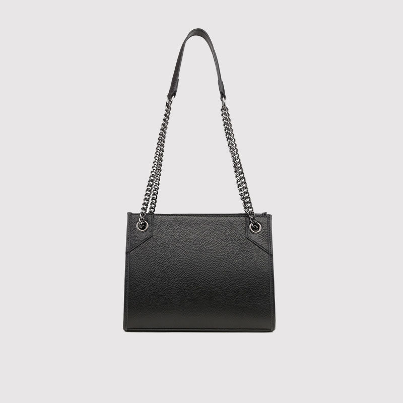 Women’s Horse Fur Genuine Leather Chains Shoulder Bags Black image