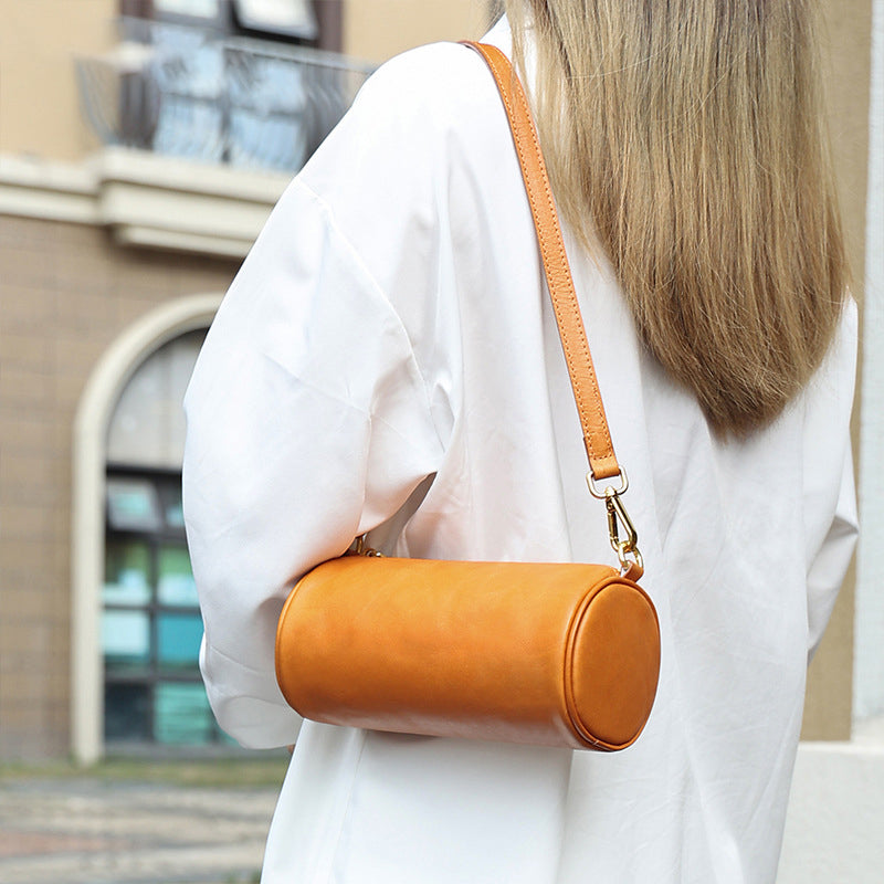 Women’s Genuine Leather Minimal Cylinder Bags image 3