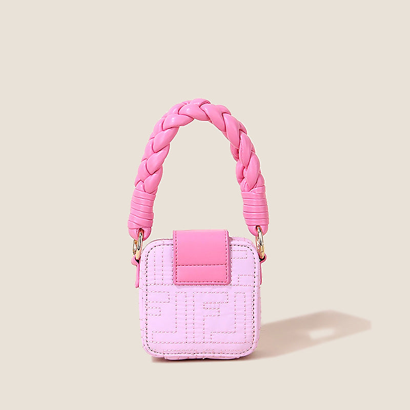 Women’s Pink Braided Top Handle Mini Handbags image 3