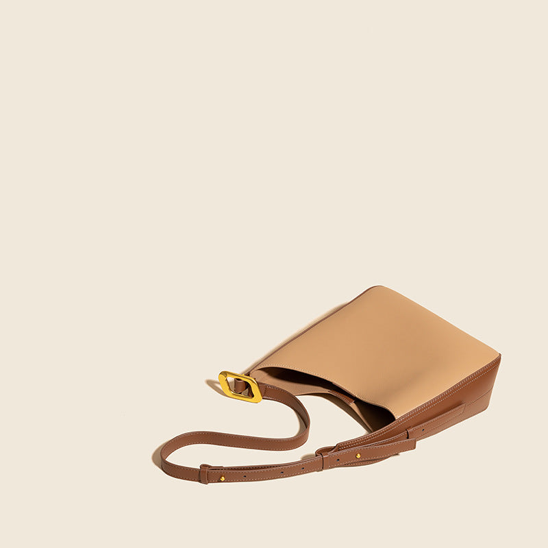 Women’s Irregular Two Tone Genuine Leather Tote Bags image 5