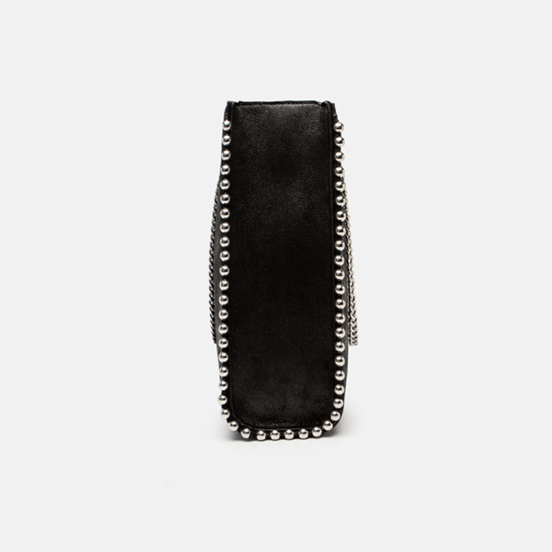 Women’s Black Square Chain Tote Bags with Beads image 3