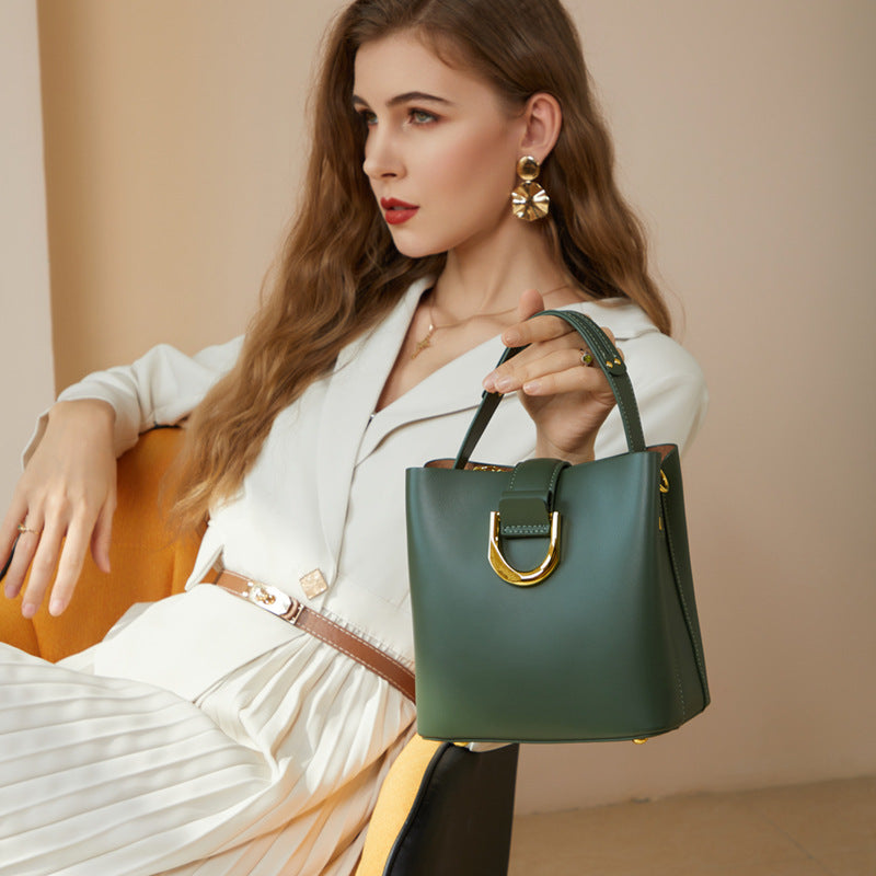 Women’s Genuine Leather Mini Bucket Bags with Shoulder Strap image 3