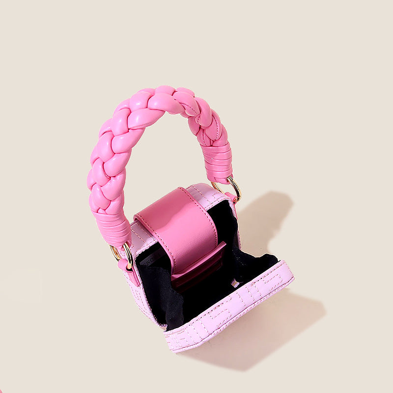 Women’s Pink Braided Top Handle Mini Handbags image 4