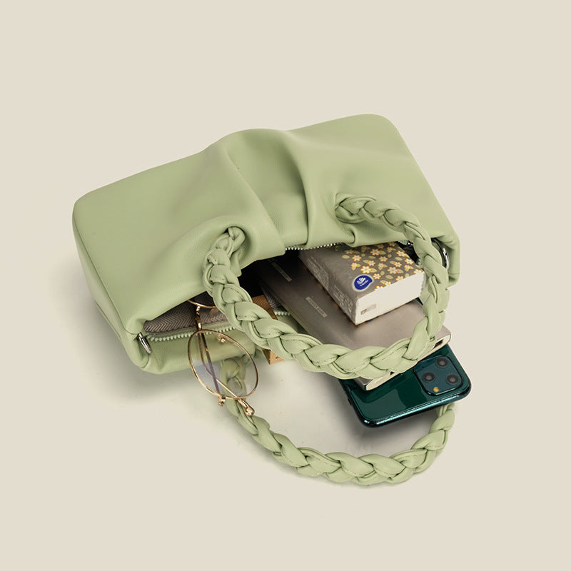 Women’s Braided Bucket Top Handle Bags in Vegan Leather image 2