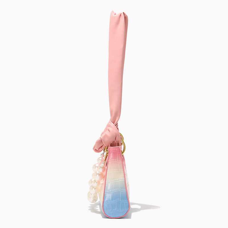 Women’s Rainbow Croc Print Baguette Bags with Pearls image 2