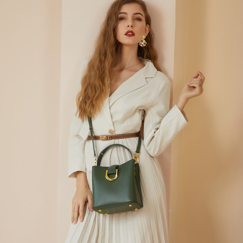 Women’s Genuine Leather Mini Bucket Bags with Shoulder Strap image 4
