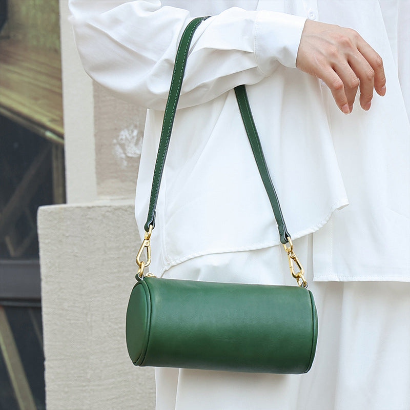 Women’s Genuine Leather Minimal Cylinder Bags image 8