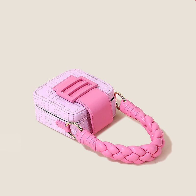 Women’s Pink Braided Top Handle Mini Handbags image 5