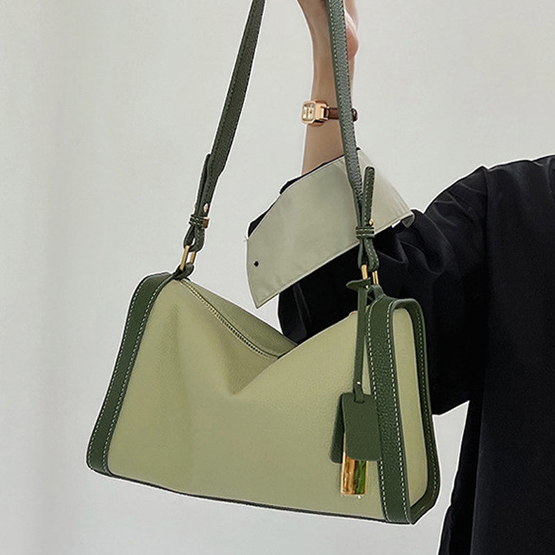 Women’s Genuine Leather Minimal Shoulder Baguette Bags image 7