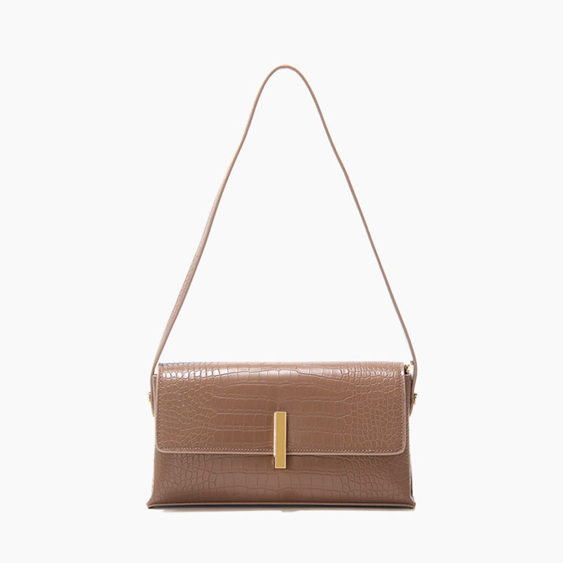 Women’s Croc Mini Baguette Bags in Brown Vegan Leather image