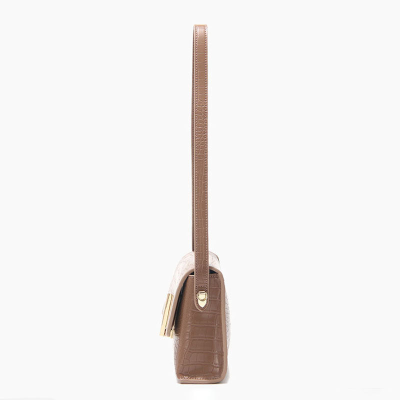 Women’s Croc Mini Baguette Bags in Brown Vegan Leather image 3