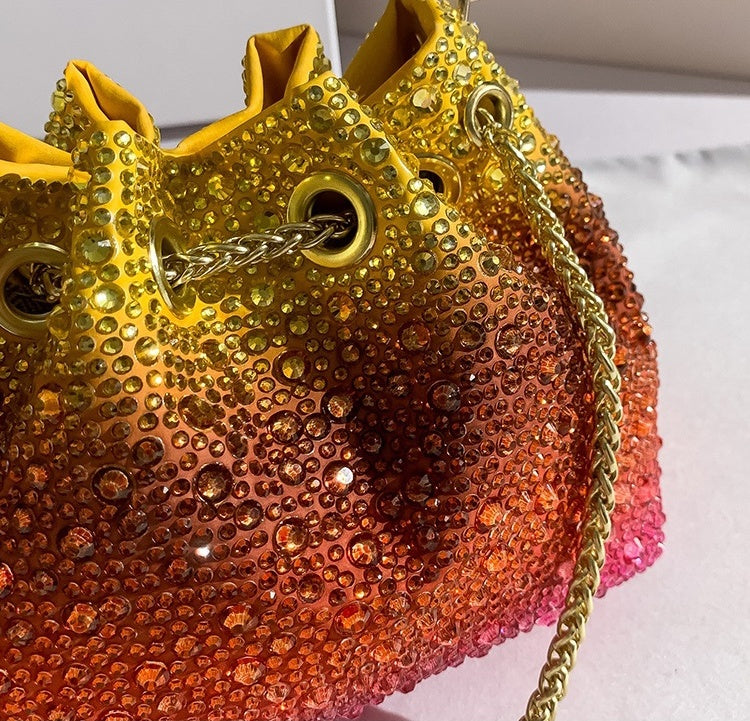 Women’s Small Volcano Rhinestones Evening Bucket Clutch Bags image 5