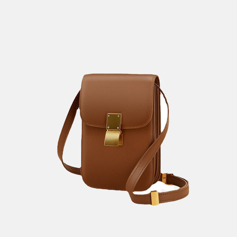Women’s Minimal Flap Crossbody Phone Purse in Genuine Leather image 2