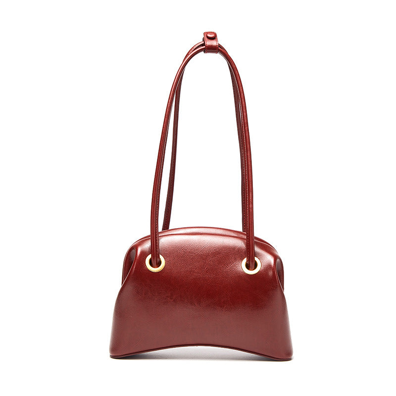 Women’s New Moon Shoulder Handbags in Oily Genuine Leather image 6