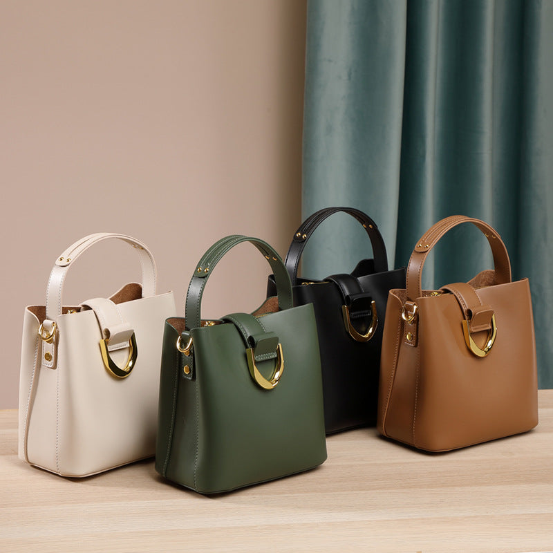 Women’s Genuine Leather Mini Bucket Bags with Shoulder Strap image 5