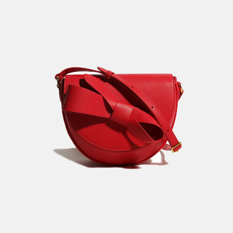 Women’s Genuine Leather Bowknot Shoulder Sanddle Bags image