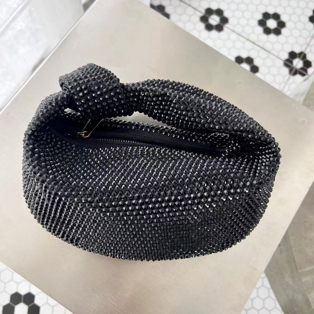 Women’s Full Rhinestones Knoted Genuine Leather Clutch Bags image 9