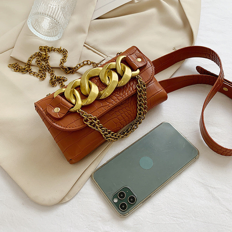 Women’s Croc Embossed Chains Waist Bags image 4