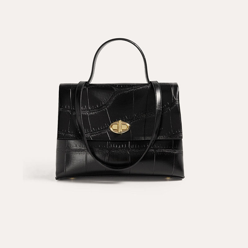 Women’s Croc Print Flap Top Handle Handbags image
