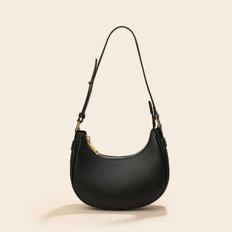 Women’s Minimal Genuine Leather Hobo Baguette Bags image 5