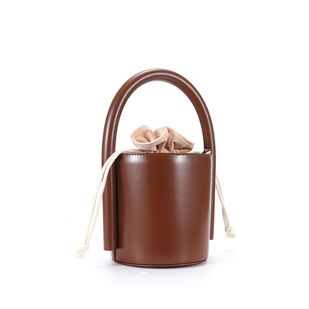 Women’s Leather Bucket Bags with Drawstring Interior Bag image