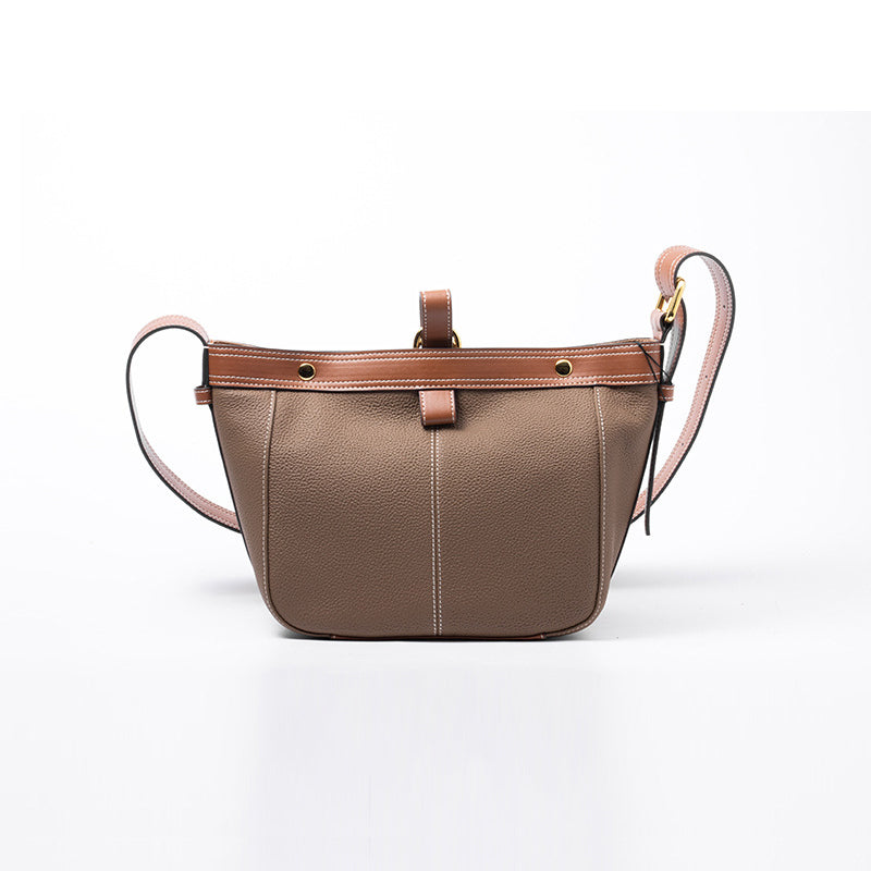 Women’s Stitching Genuine Leather Tote Bags with Interior Pouch image 6