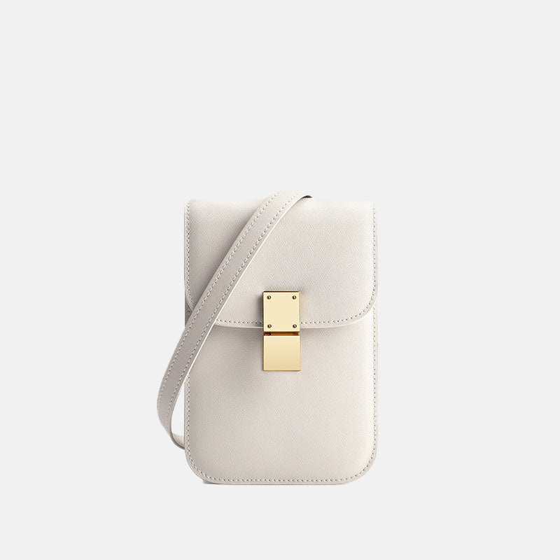 Women’s Minimal Flap Crossbody Phone Purse in Genuine Leather image 6