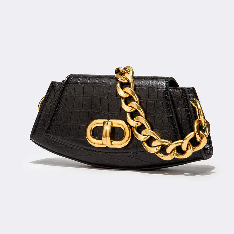 Women’s Chains Croc Embossed Baguette Shoulder Bags image 2