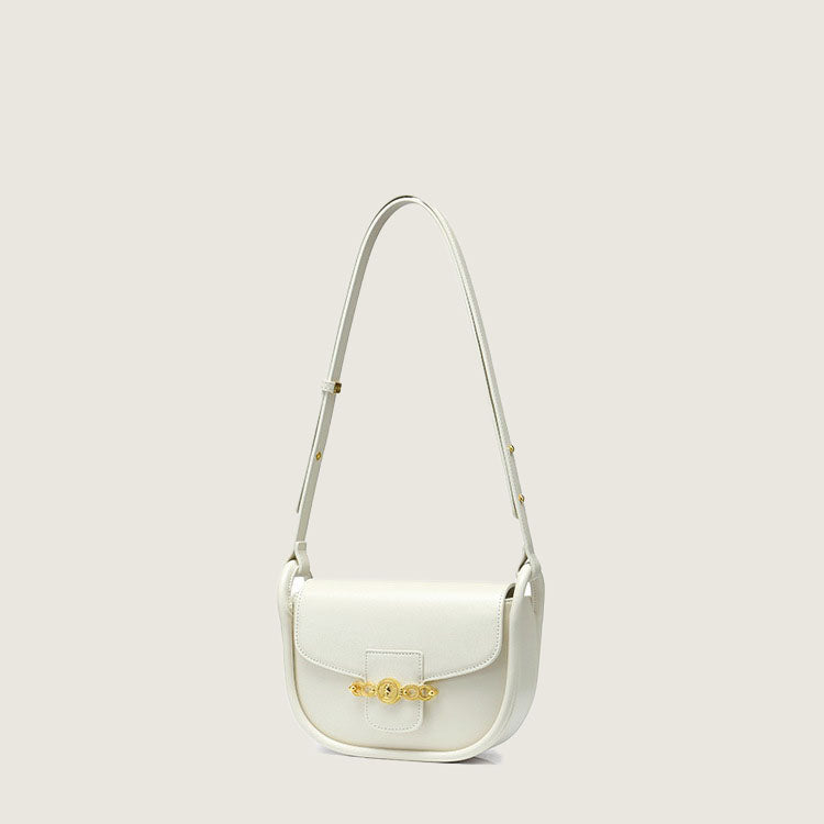 Women’s Leather Saddle Shoulder Bags White image 2