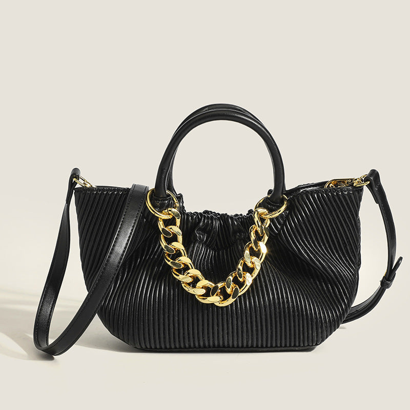 Women’s Stripes Chains Bucket Handbags with Shoulder Strap image 6