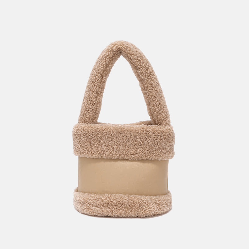 Women’s Furry Genuine Lambskin Mini Bucket Bags image 4