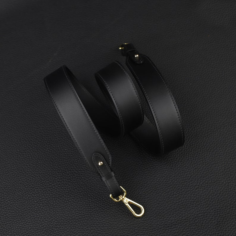 Hermès Style Black Swift Leather Bandoulière (30mm Wide): Detachable Shoulder/Crossbody Strap Compatible with Luxury Bags