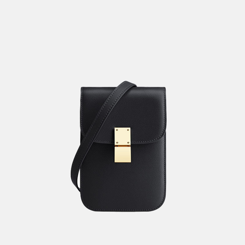 Women’s Minimal Flap Crossbody Phone Purse in Genuine Leather image 7