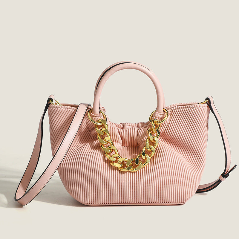 Women’s Stripes Chains Bucket Handbags with Shoulder Strap image