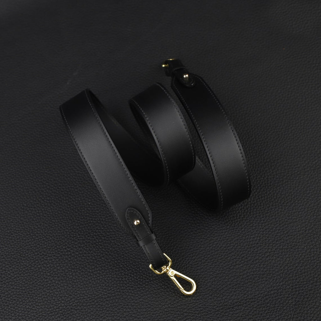 Hermès Style Black Swift Leather Bandoulière (30mm Wide): Detachable Shoulder/Crossbody Strap Compatible with Luxury Bags